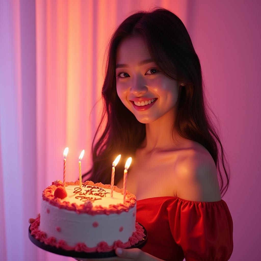 Glamorous Birthday Girl in Vibrant Satin Dress