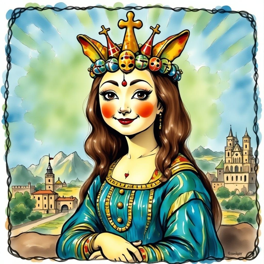 Mona Lisa Doodle in Richard Scarry Style