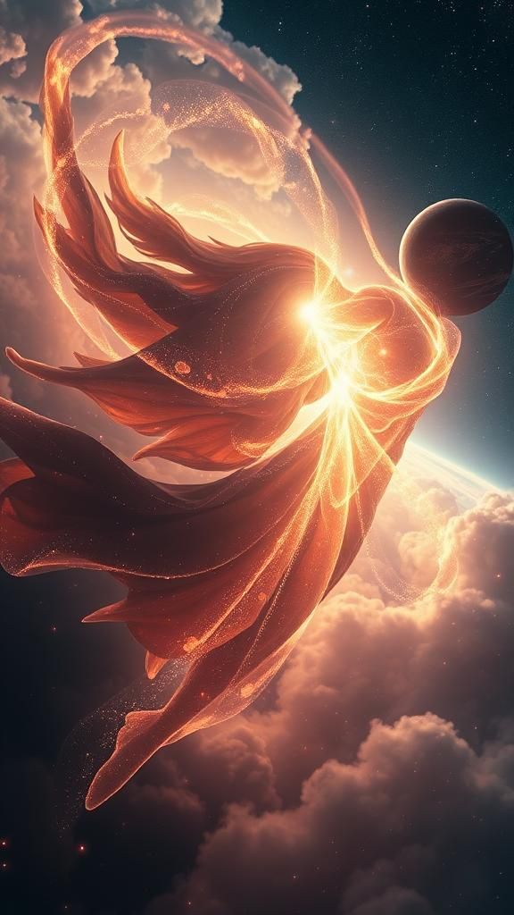 Celestial Being Radiates Light Traversing Galaxy in Digital ...