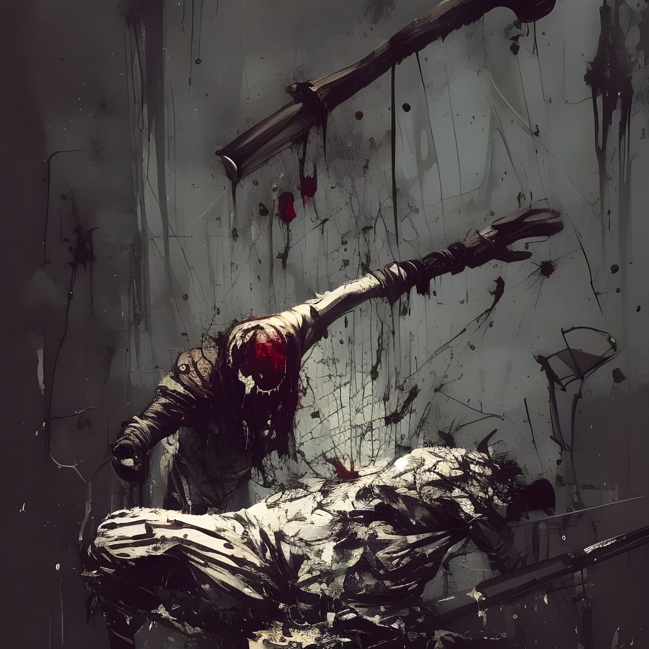 Guillotine Execution in Manga Horror Style