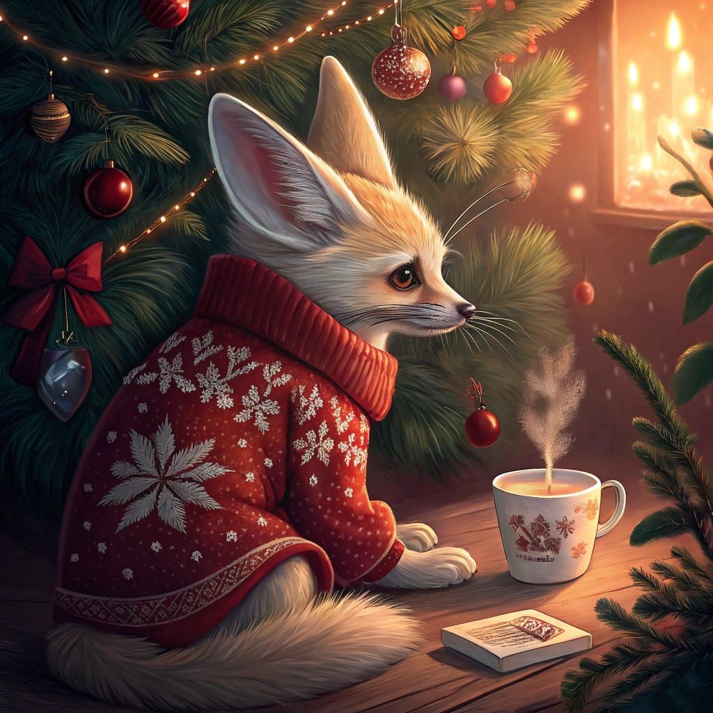 Serene Fennek Enjoys Christmas Near Lavishly Decorated Tree