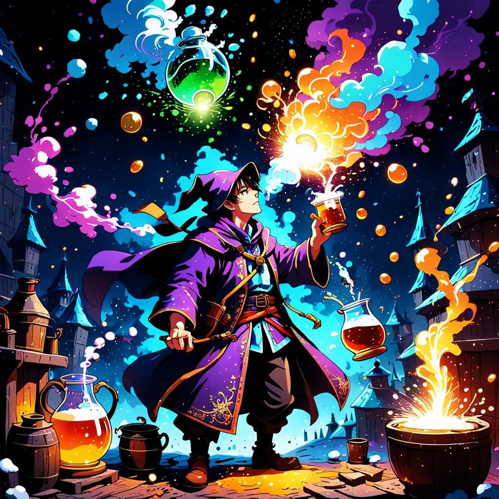 Medieval Alchemist's Explosive Potion, Anime Style