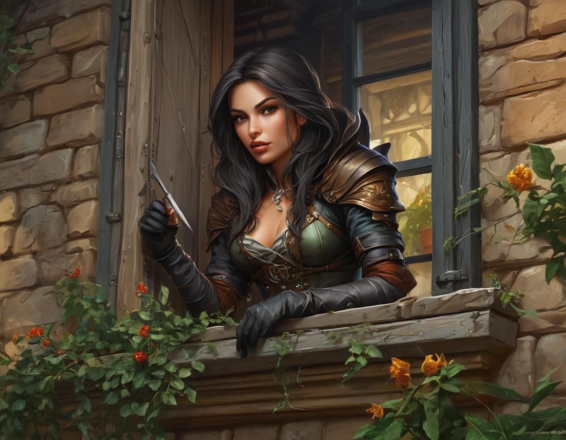 Stealthy Rogue Contemplates Riches: Digital Painting