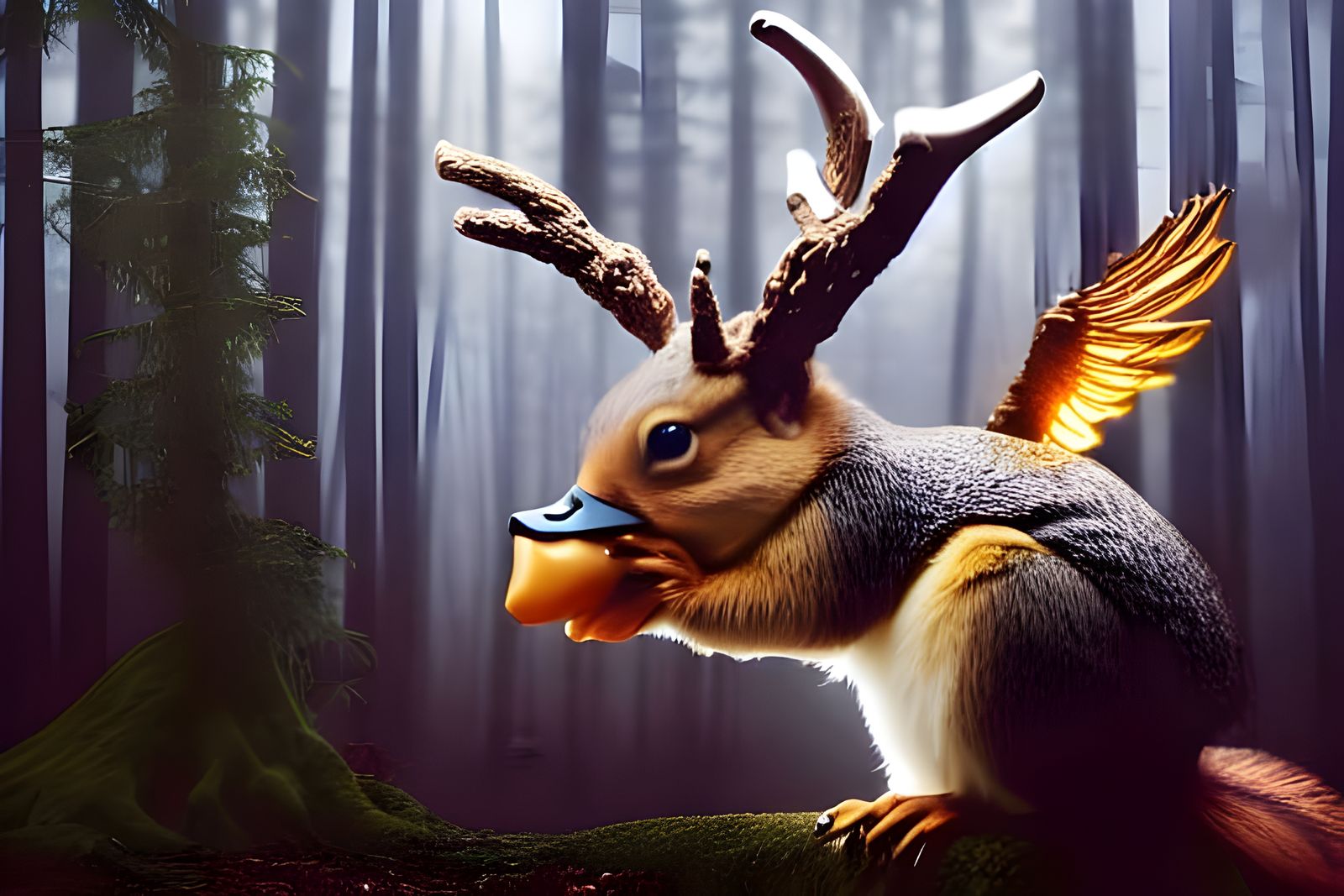 Bavarian Wolpertinger, living in the German Forrest