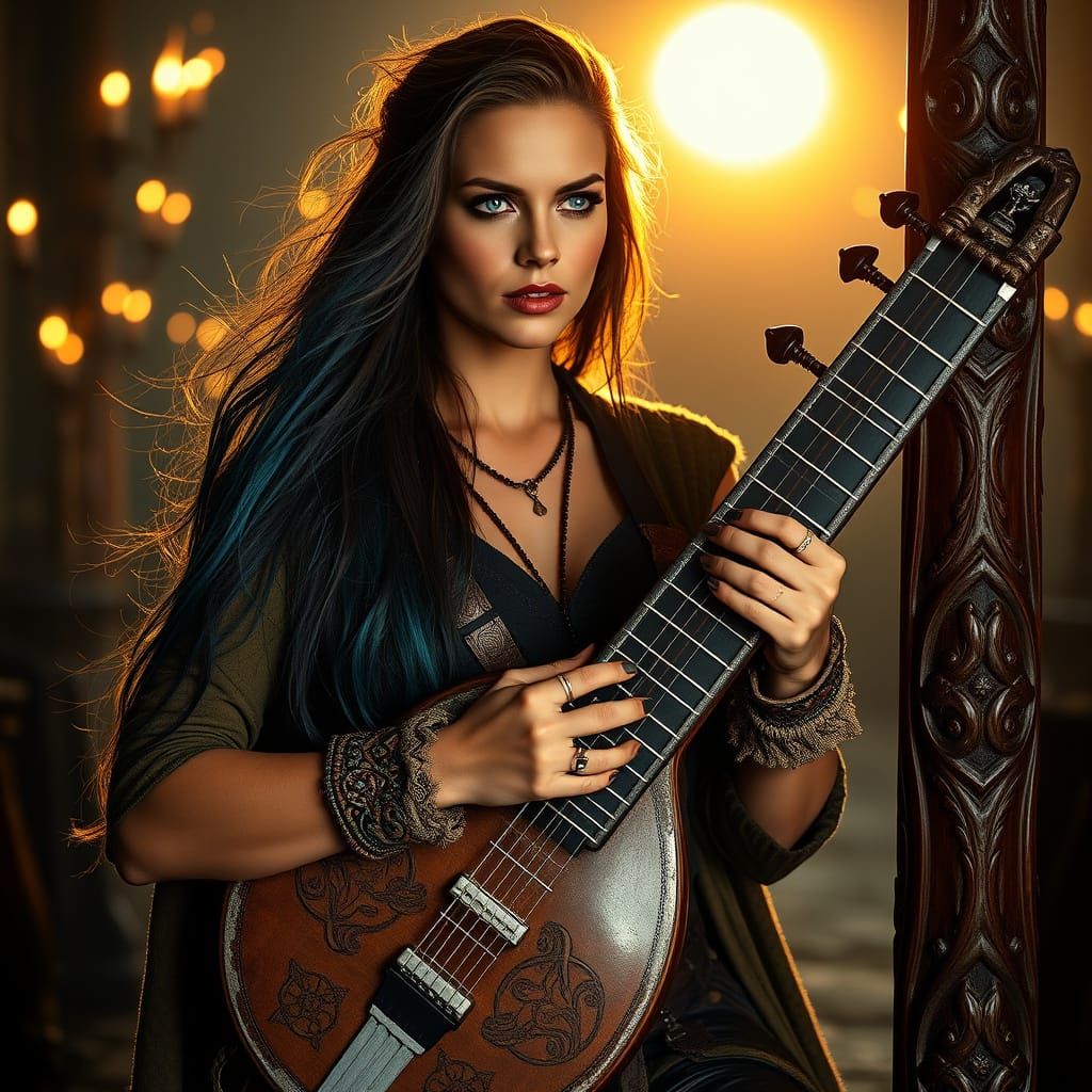 Medieval Metal Goddess in Gritty City Scene