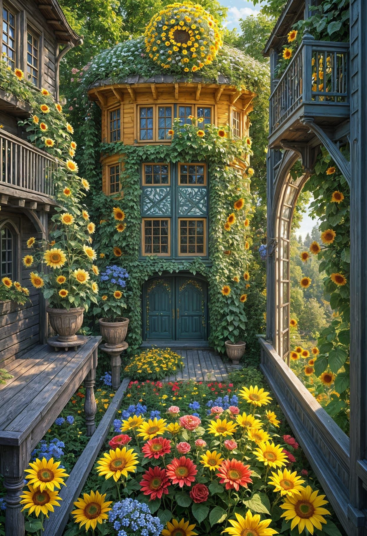 Garden Treehouse: Hyperrealistic Digital Art