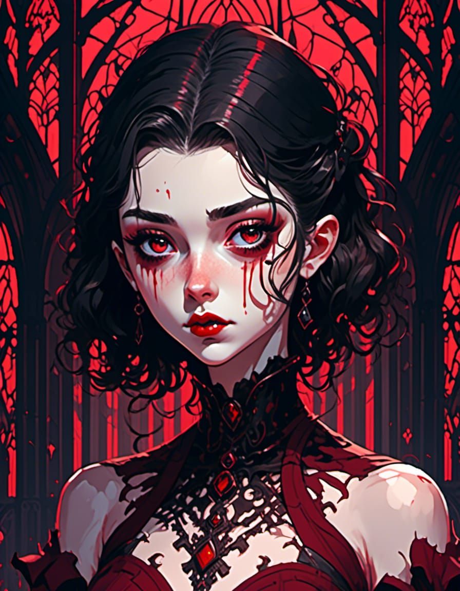 Anime Vampire in Gothic Setting