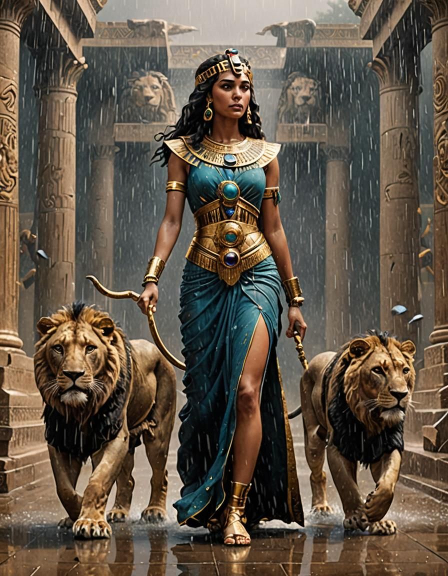 Cleopatra, Goddess of Rain, Walking with Lions