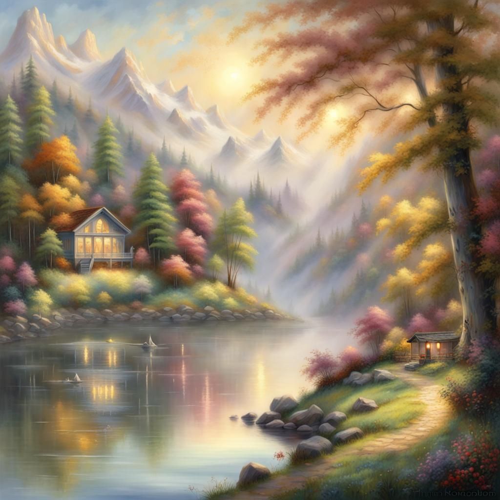 Ethereal Lake Scene on a Sunny Day