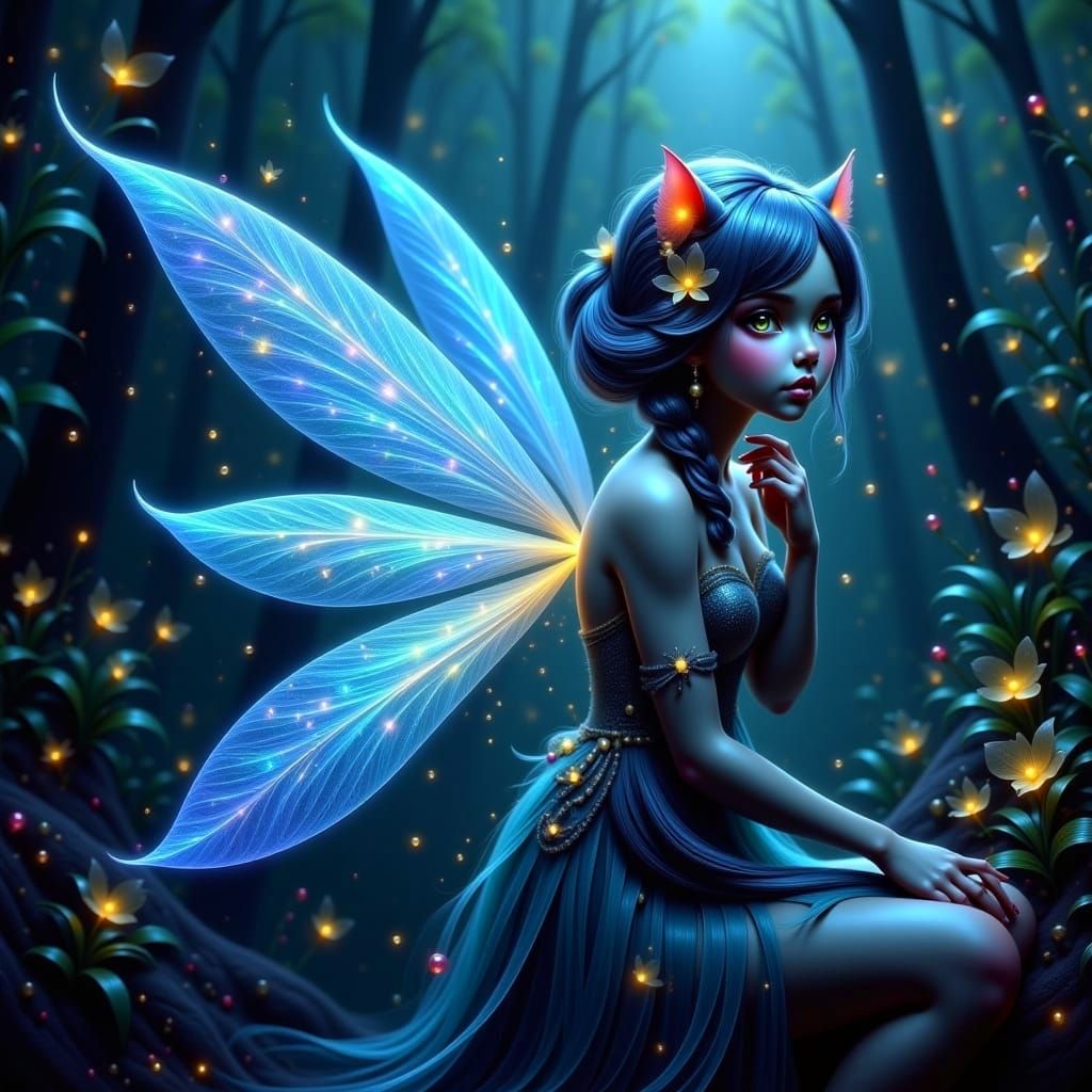 Ethereal Fairy of the Night in Hyper Realistic Fantasy Style