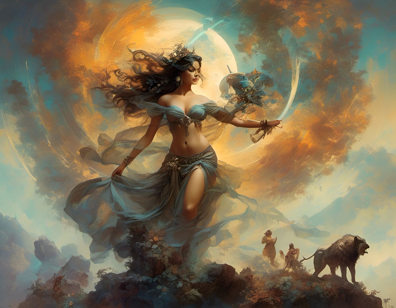 Monde enchanté - femme dans un paysage