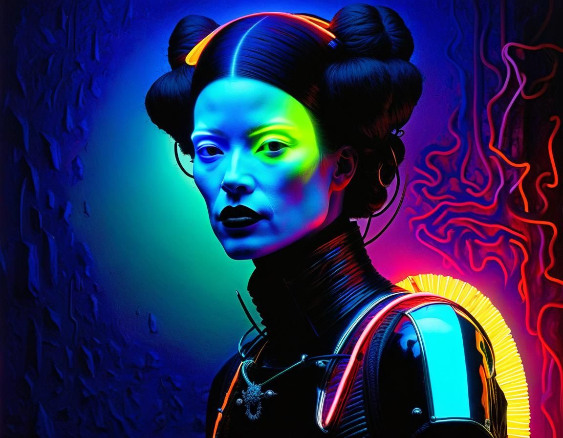 Extraordinary Neon Character in a Dark Fantasy Style