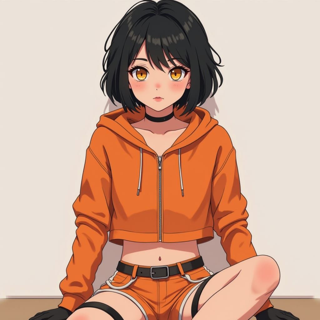 Anime-Style Woman with Golden Eyes