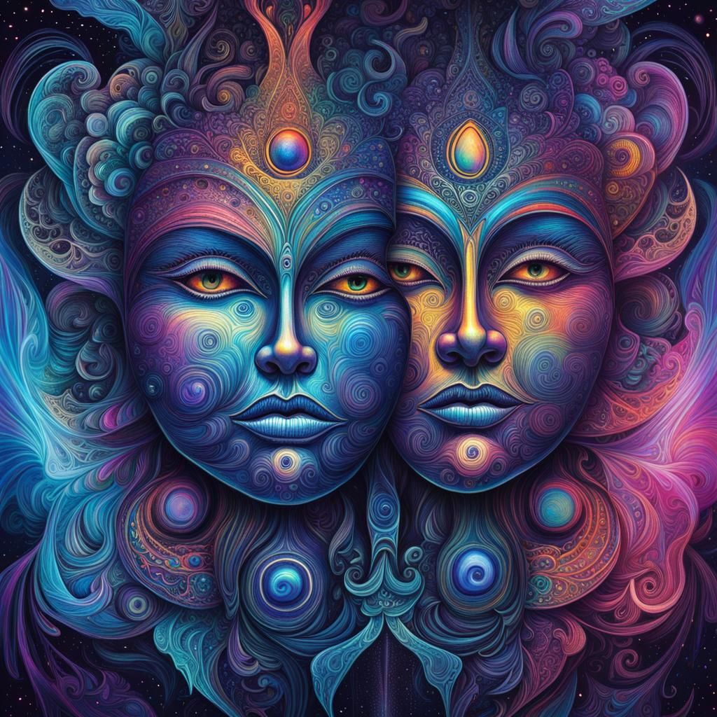 Surreal Faces in Scribbled Ink Style