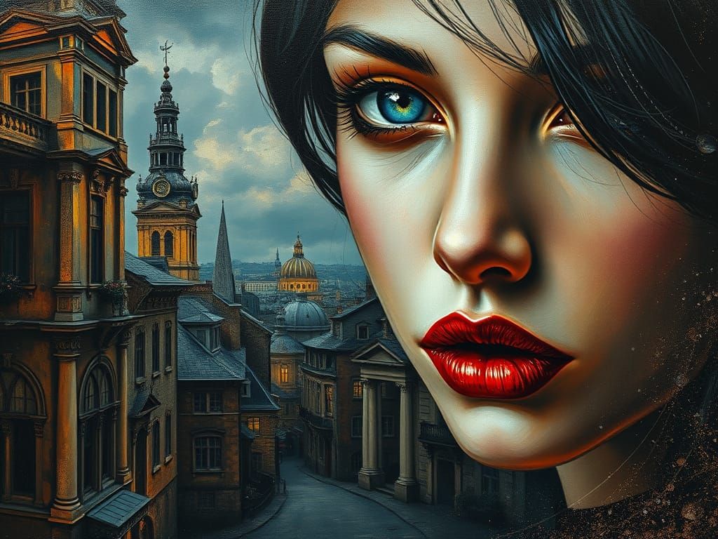 Baroque Surrealism Masterpiece: Enigmatic Victorian Beauty