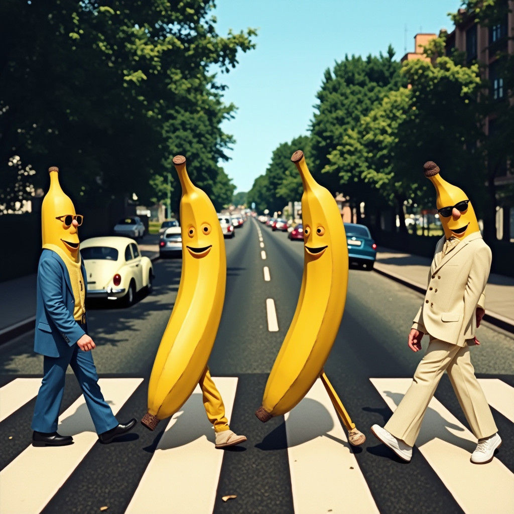 Bananas Recreate The Beatles' Abbey Road Cover
