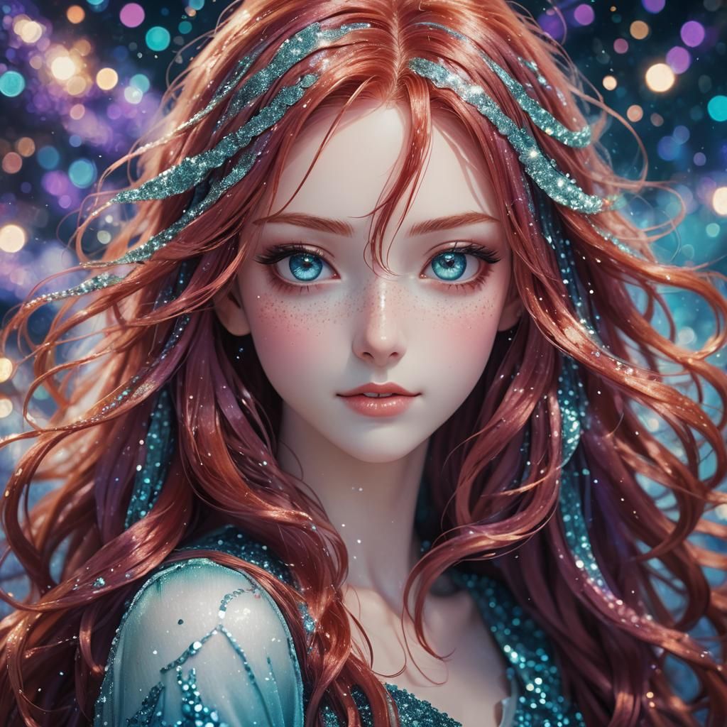 Vibrant Anime Portrait of a Red-Haired Girl