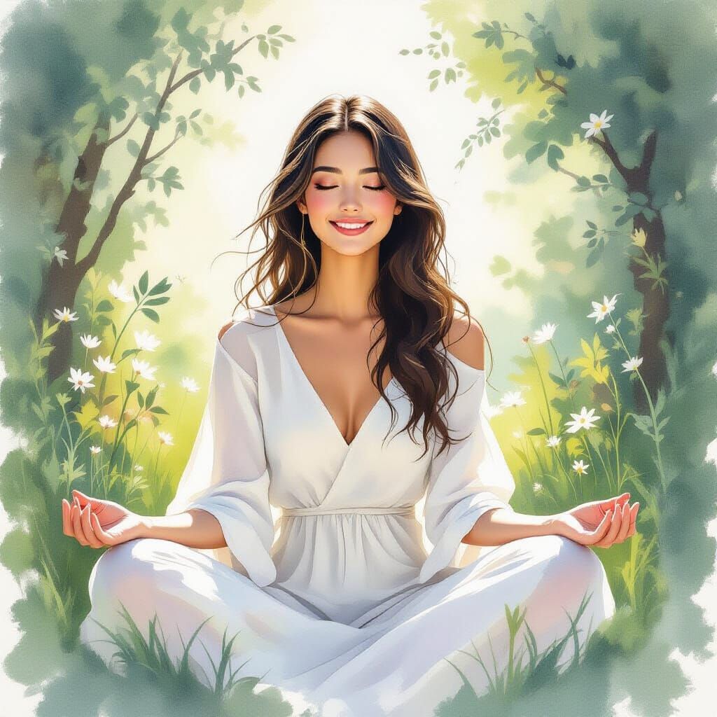 Serene Woman Practicing Mindfulness in Nature