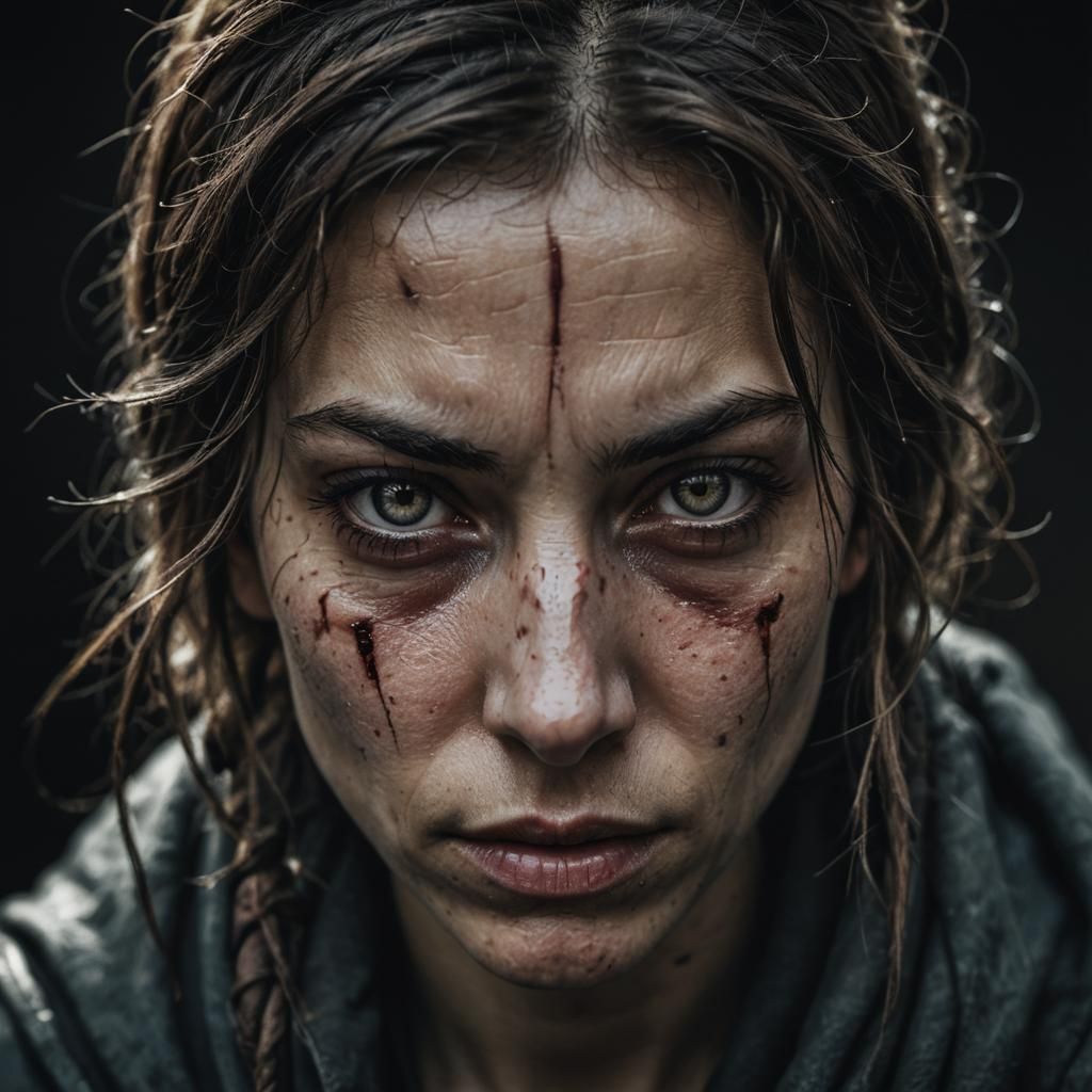 Intense Assassin Portrait in Black and White