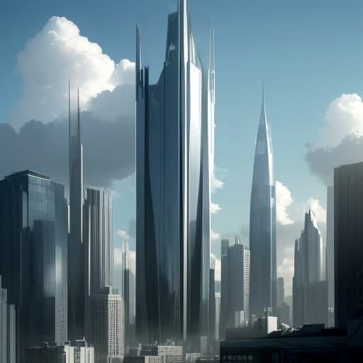 Giant Apple on Skyscraper in Photorealistic Style