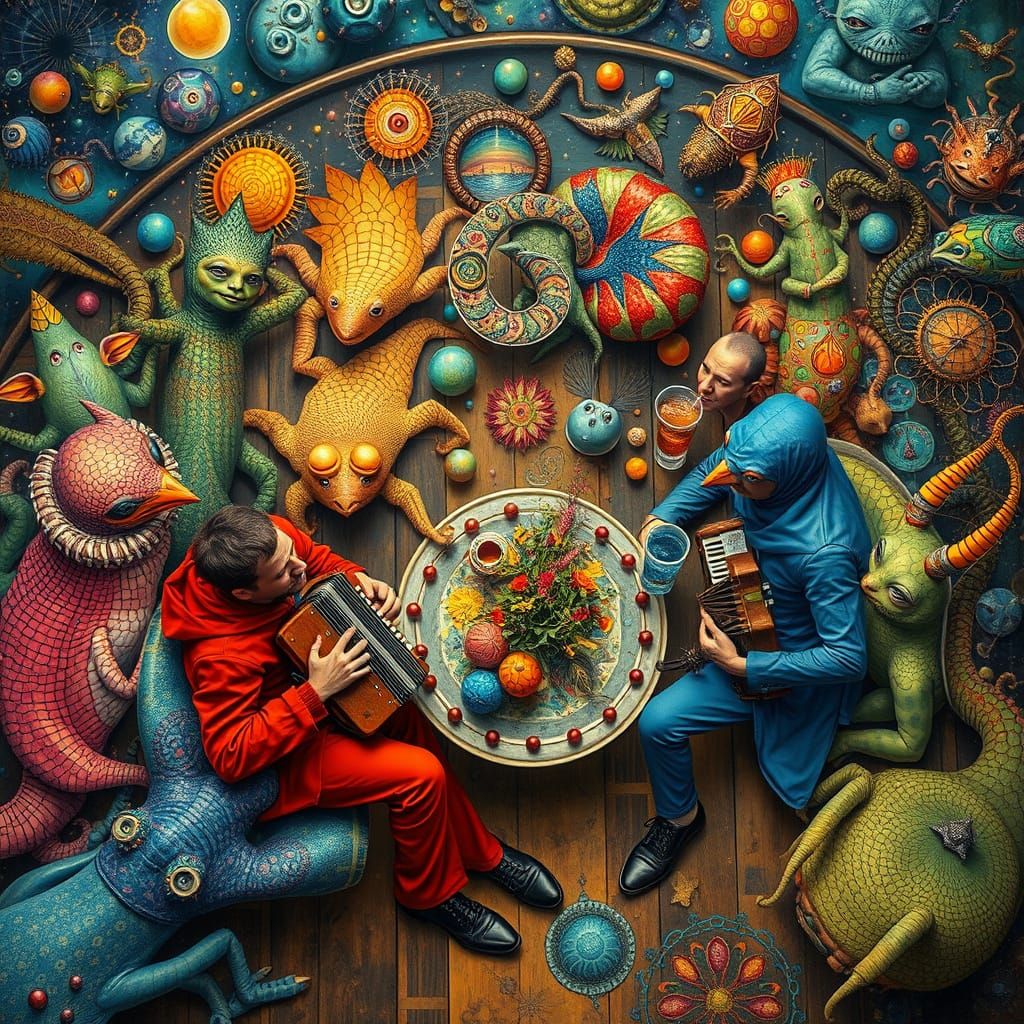 Psychedelic Utopia with Sacred Geometry in Oil Painting Styl...