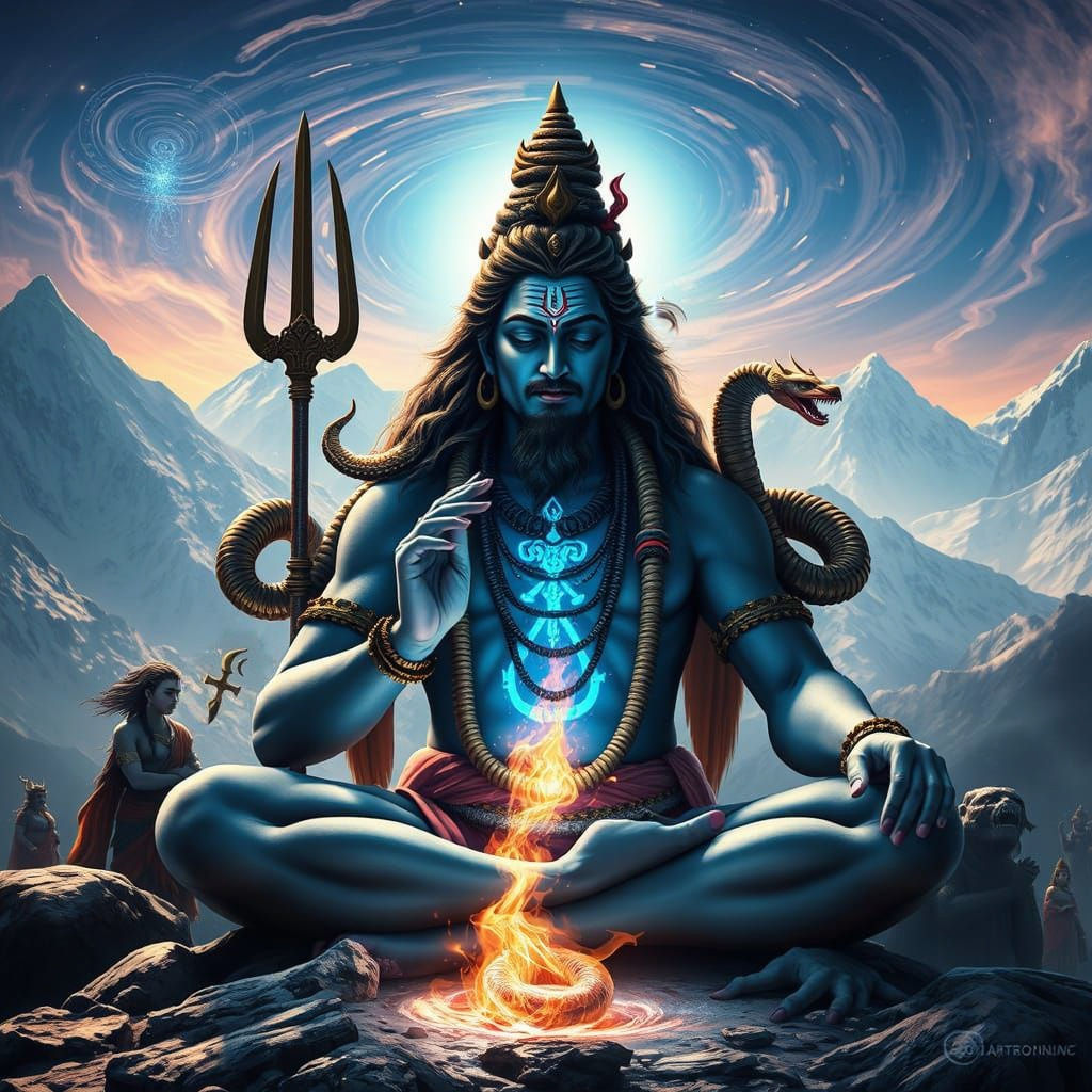 Lord Shiva in Mystic Himalayan Meditation