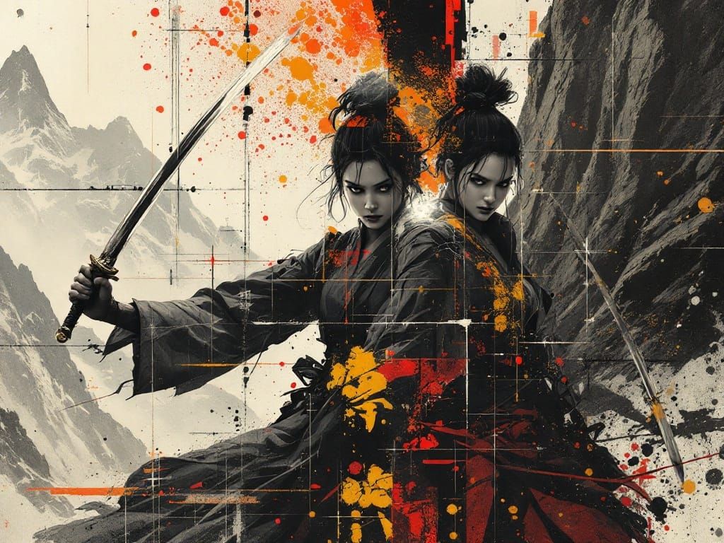 Hyper-Realistic Samurai Warriors in Dynamic Action