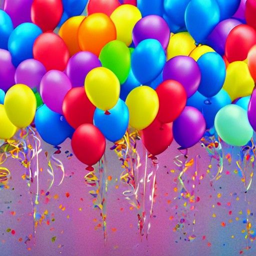 Festive Birthday Celebration with Balloons and Cake