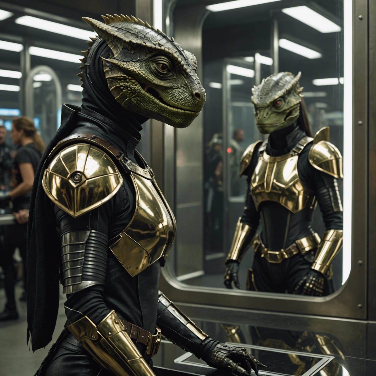 Lizard Bounty Hunter's Mirror Reveals Human