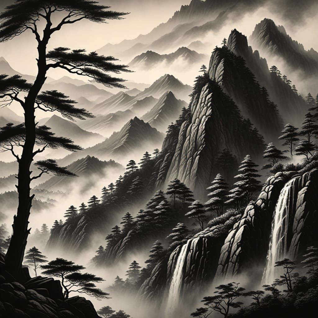 Charcoal Masterpiece of Wollyu-bong Mountain in Korea