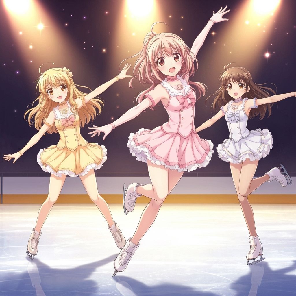 Anime Girls Ice Skating in Cute Costumes
