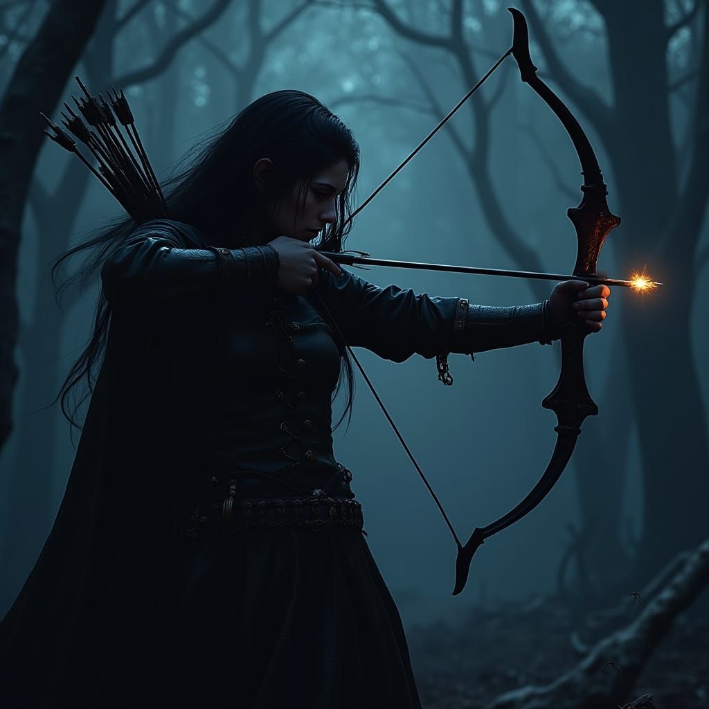 Witch Hunter in Dark Fantasy Landscape, Digital Art