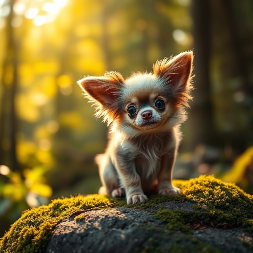 Iridescent Alien Dog in Forest, Professional Photography