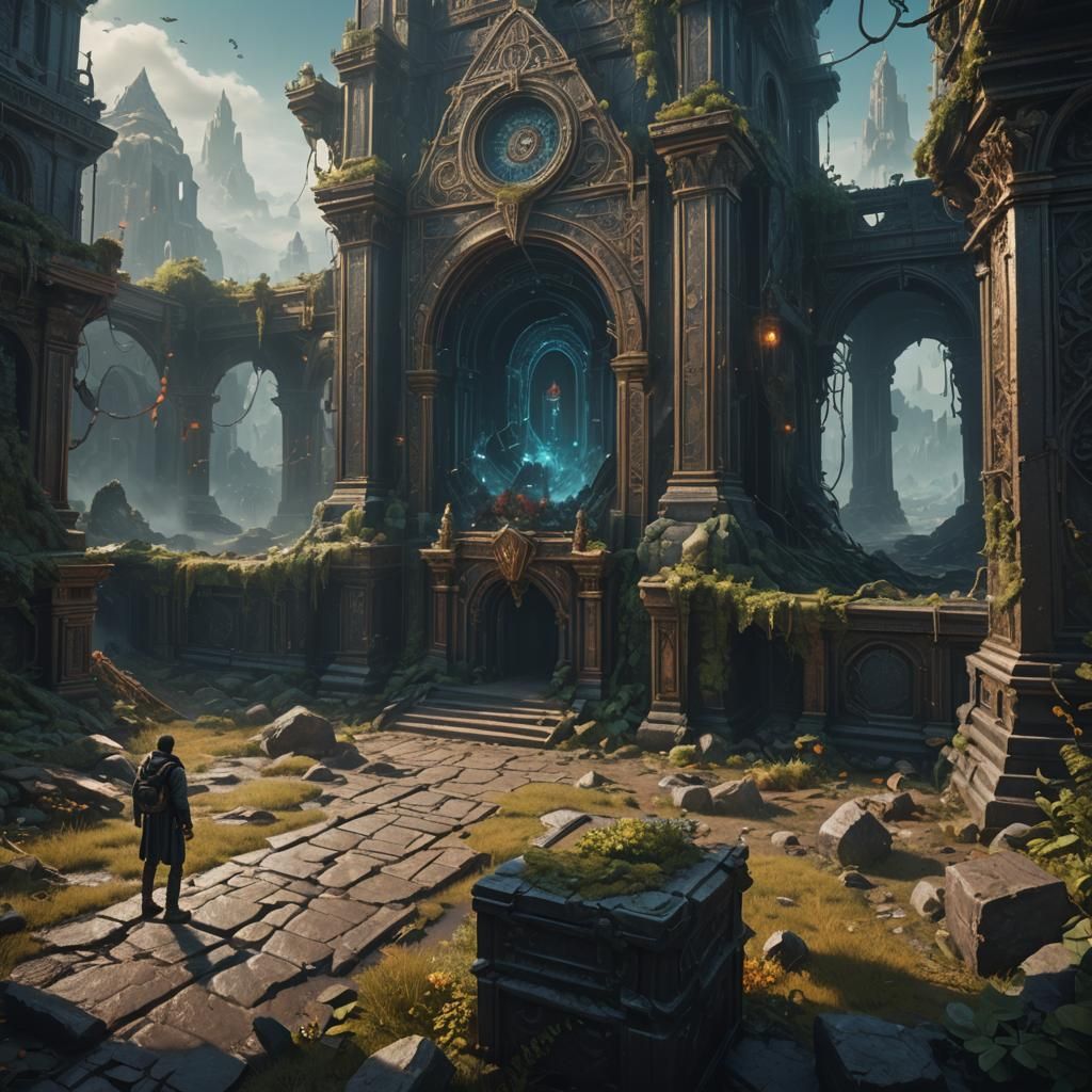 Isolated Figure Behind Invisible Barrier: Fantasy Art