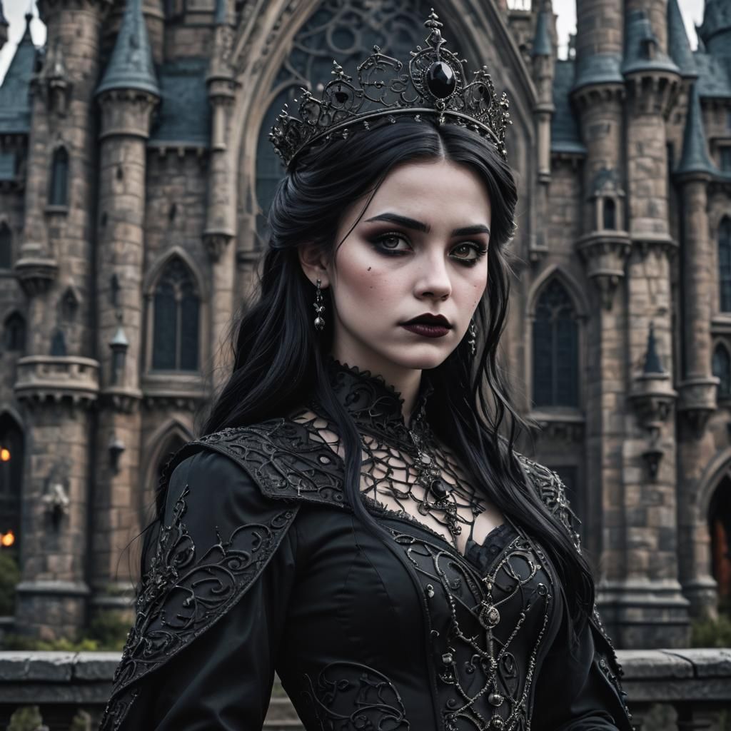 Hyperrealistic Goth Disney Princess in HDR