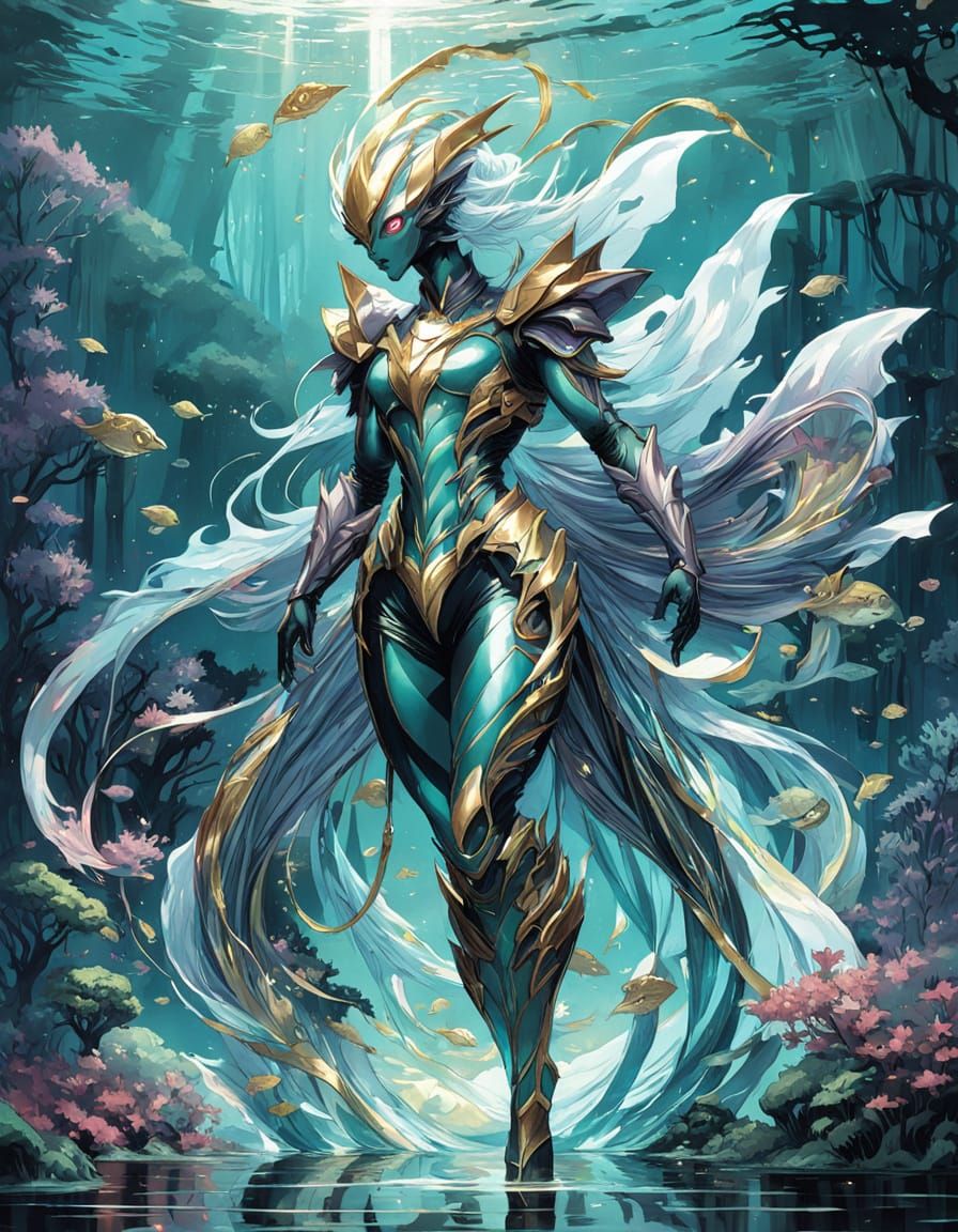 Ethereal Water Spirit in Turquoise Realm