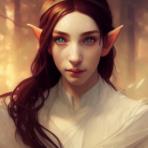 Young Elf Portrait in Fantasy Art Style