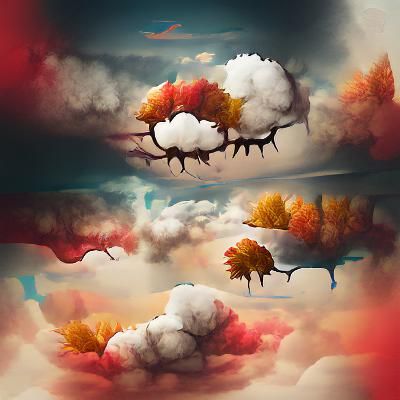 Autumn Trees Floating on Clouds in HD