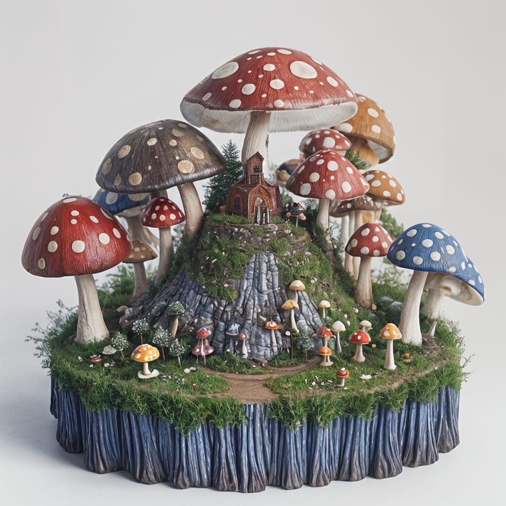 Mystical Fungal Landscape in Vibrant Hues