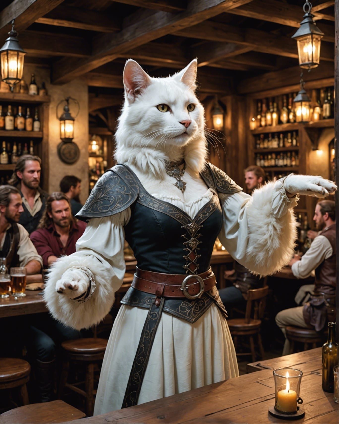 Catfolk Dancer in Tavern Taproom, Pathfinder Golarion