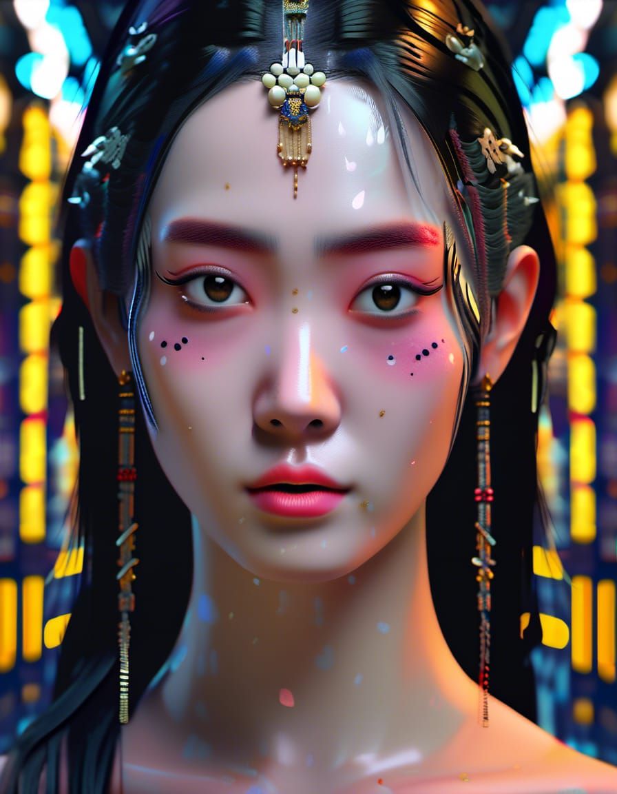 Hyperrealistic Portrait of Woman with Dramatic Lighting