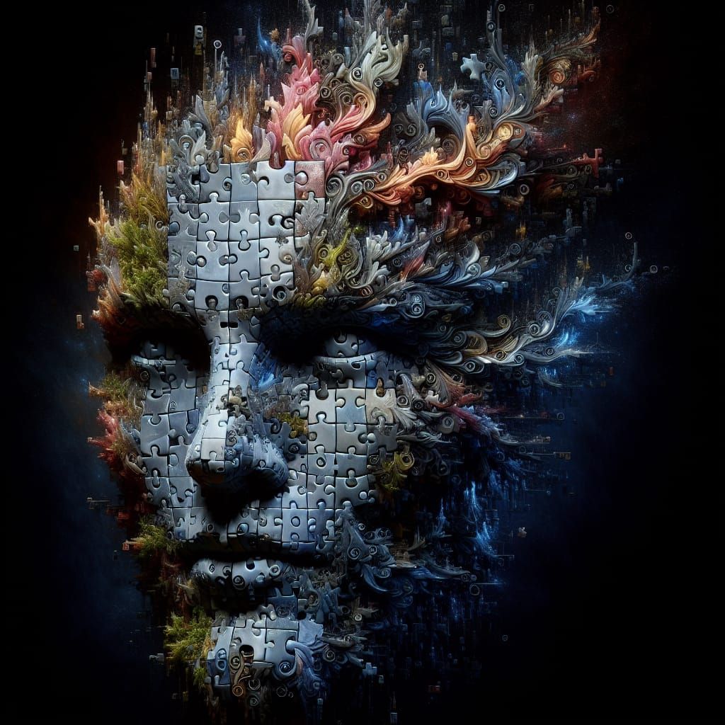 Surreal Puzzle Face in Fantasy Concept Art