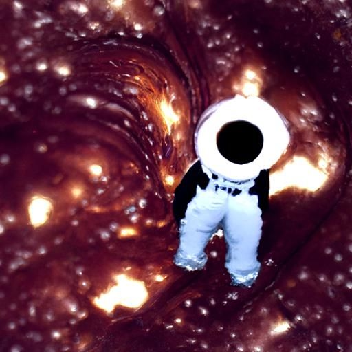 Astronaut Gazing into a Black Hole's Abyss