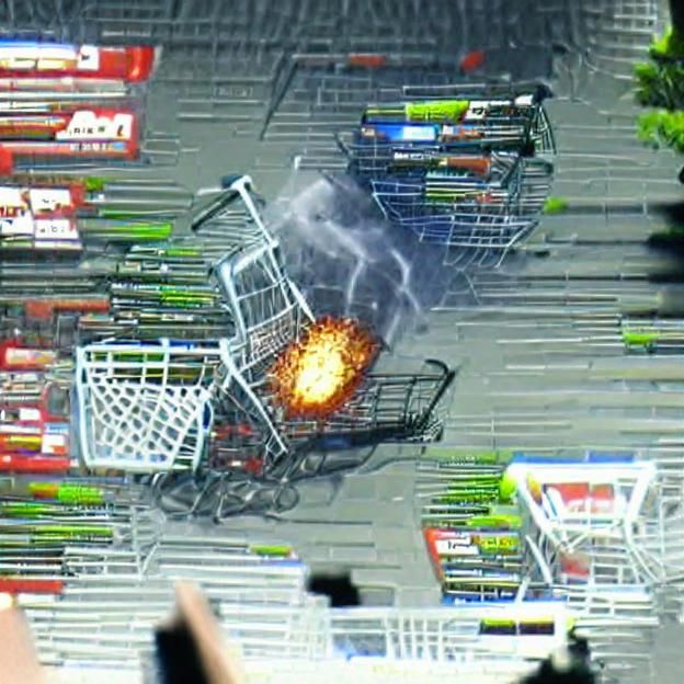 Exploding Shopping Cart: A Cornucopia of Consumer Goods