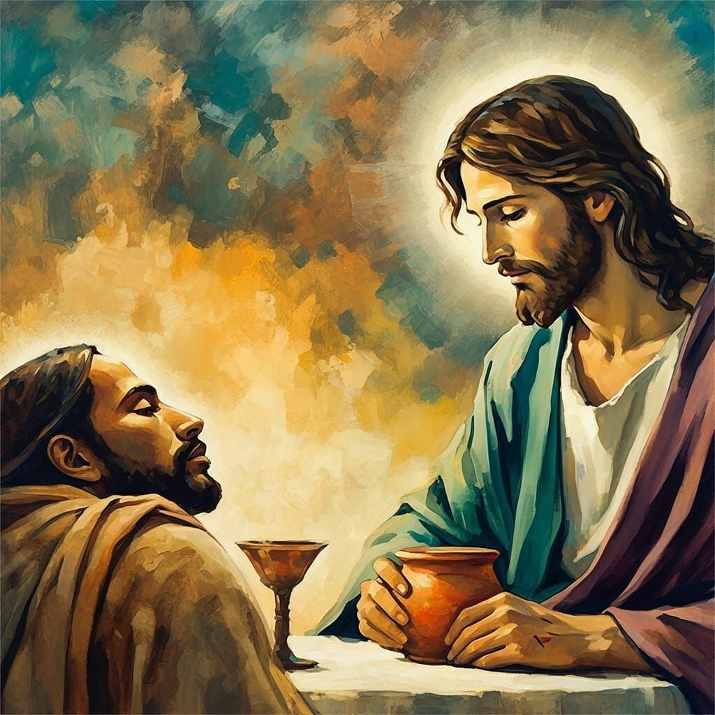 So while reclining next to Jesus, he asked him, “Lord, who is it?” Jesus answered, “It is the one to whom I give this pi...