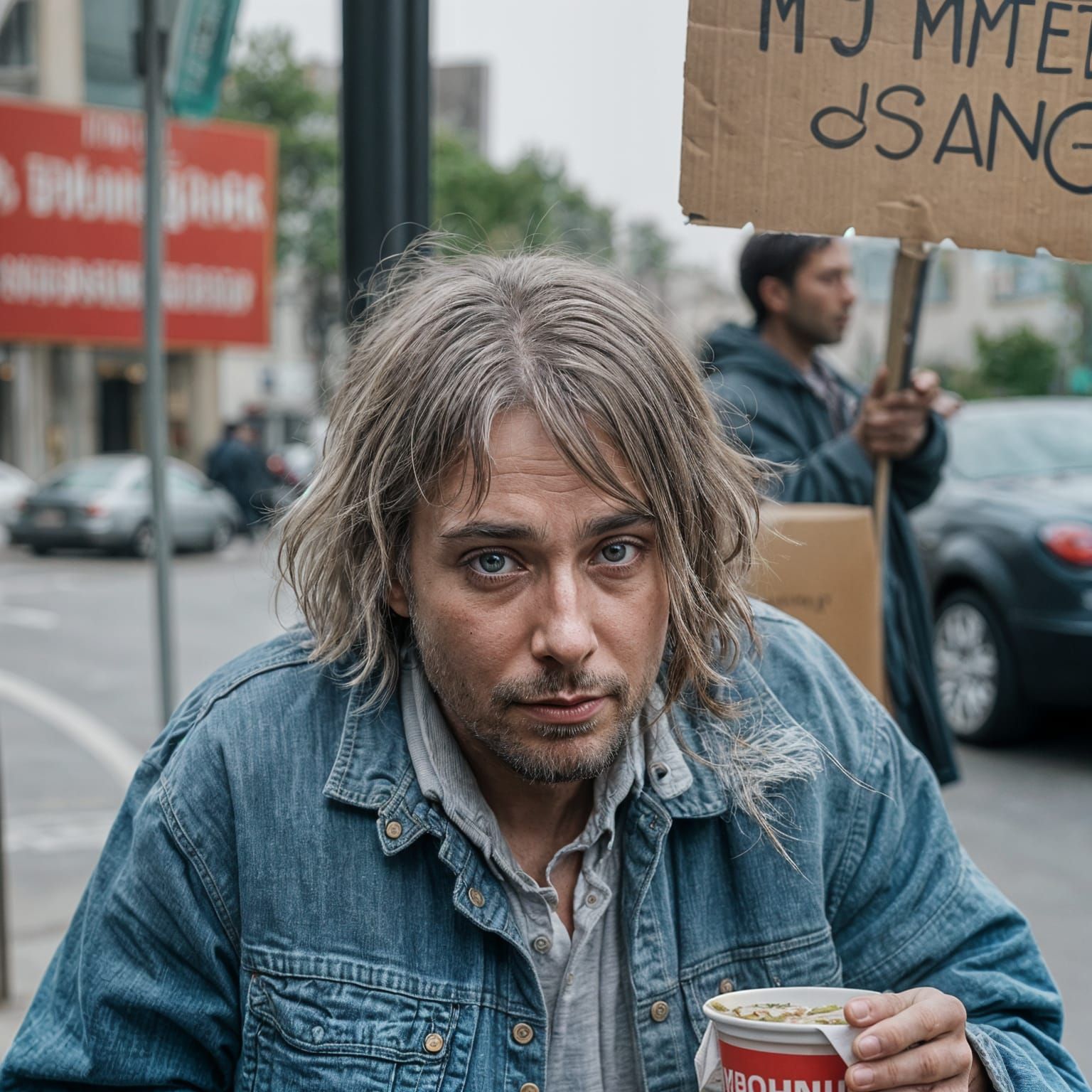 Homeless Person Begging for Food