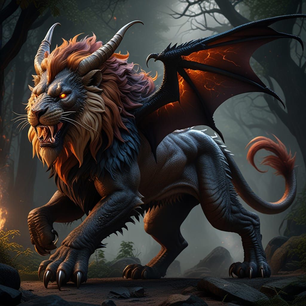 Terrifying Manticore Fantasy Chimera Creature