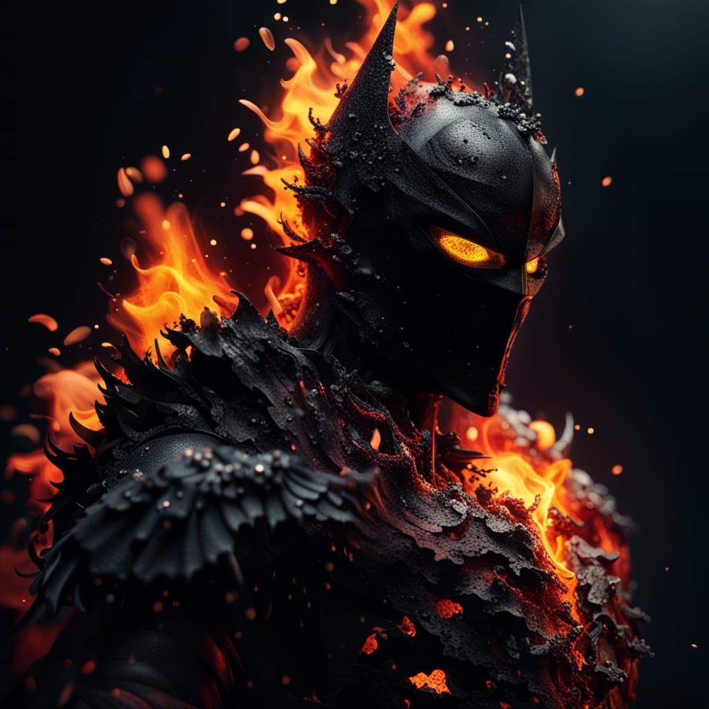 Flaming Dark Knight Dissolving in Firestorm