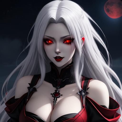 Glow of the Blood Moon in her eyes