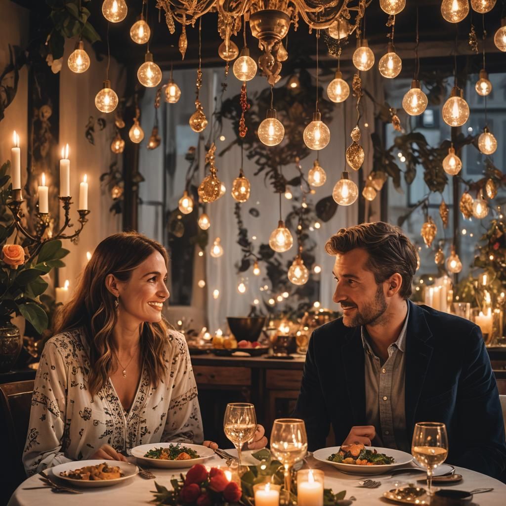 Romantic Candlelit Dinner in Maximalist Style